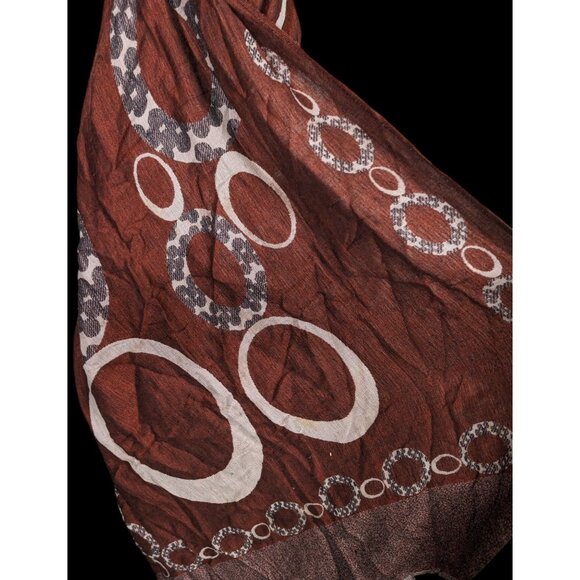 Pashmina Rust And Cream Bubble Print Scarf - Picture 3 of 14
